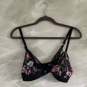 floral and black lace bralette